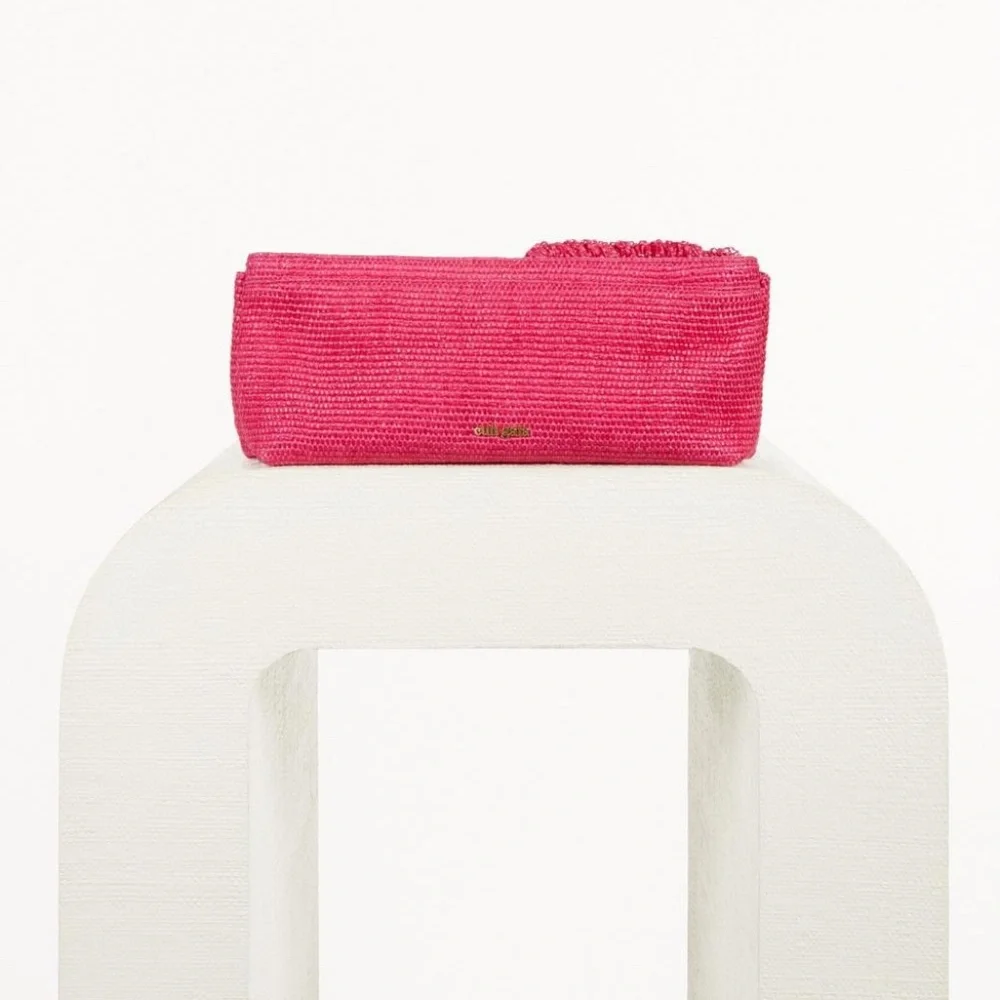 *SOLD* NWT Cult Gaia Banu Mini Fringe Clutch Qajar Rose - Picture 5 of 16